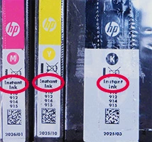 Cartouche d'encre HP instant ink déballée